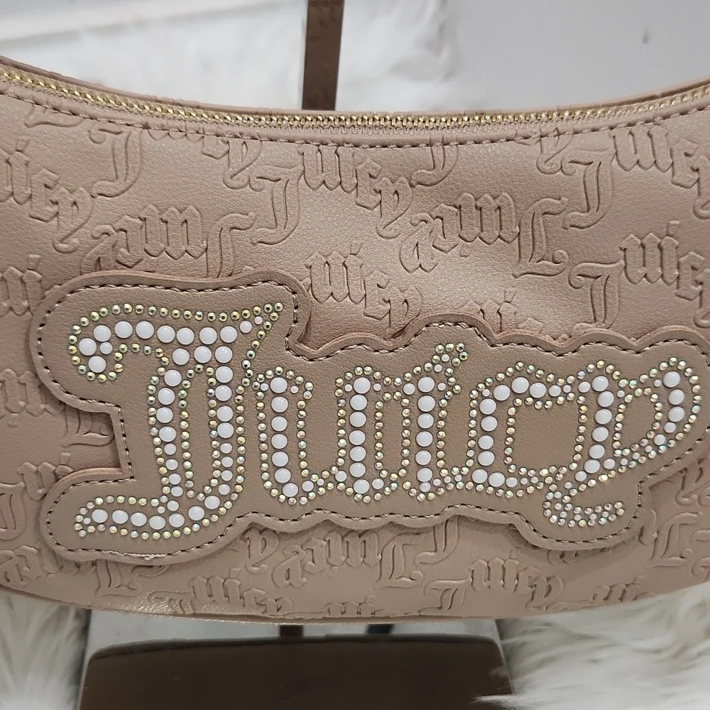 🤎▪️Juicy Couture🔹️▪️Brown Cafe Emboss  String Of Pearls Shoulder Bag
